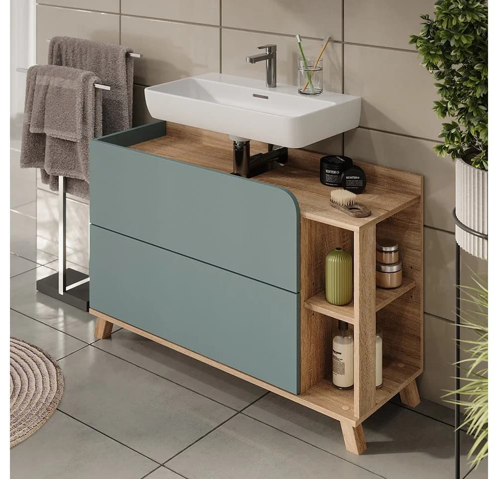 Vicco Waschbeckenunterschrank Karen Blau 2 Schubladen - Bild 3