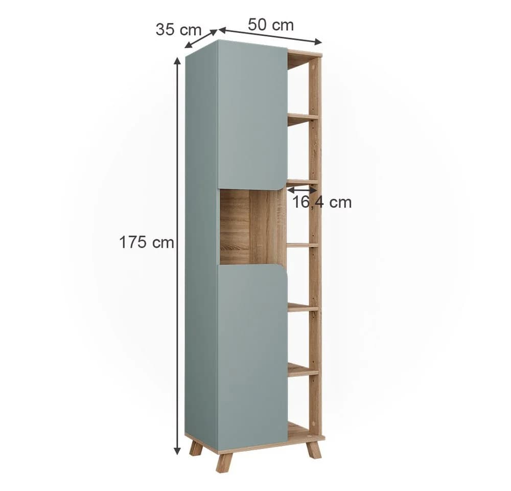 Vicco Hochschrank Karen, Sonoma/Blau, 2 Türen