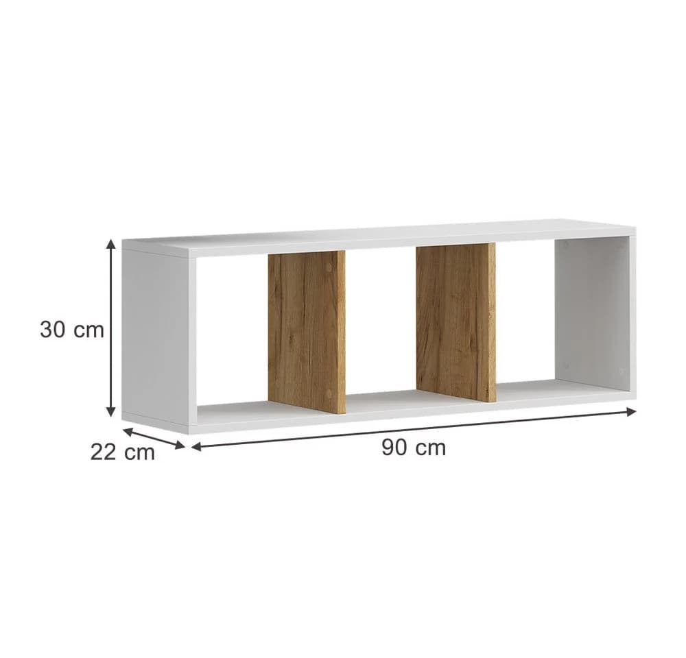 Vicco Bücherregal Tomy Weiß/Goldkraft Eiche 2er Set Modernes Wandregal