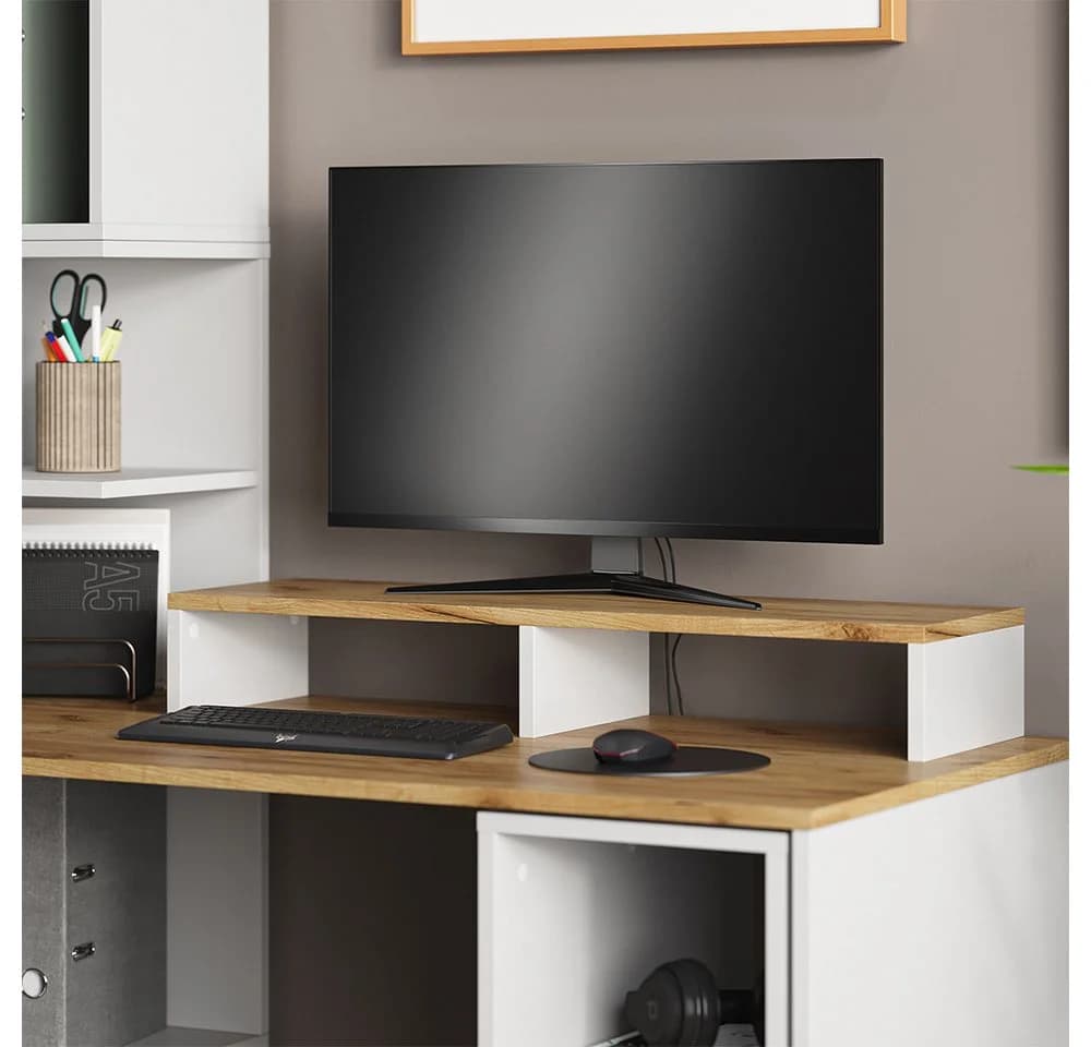 Vicco Monitorständer Tomy Weiß/Goldkraft Eiche Modern - Bild 3