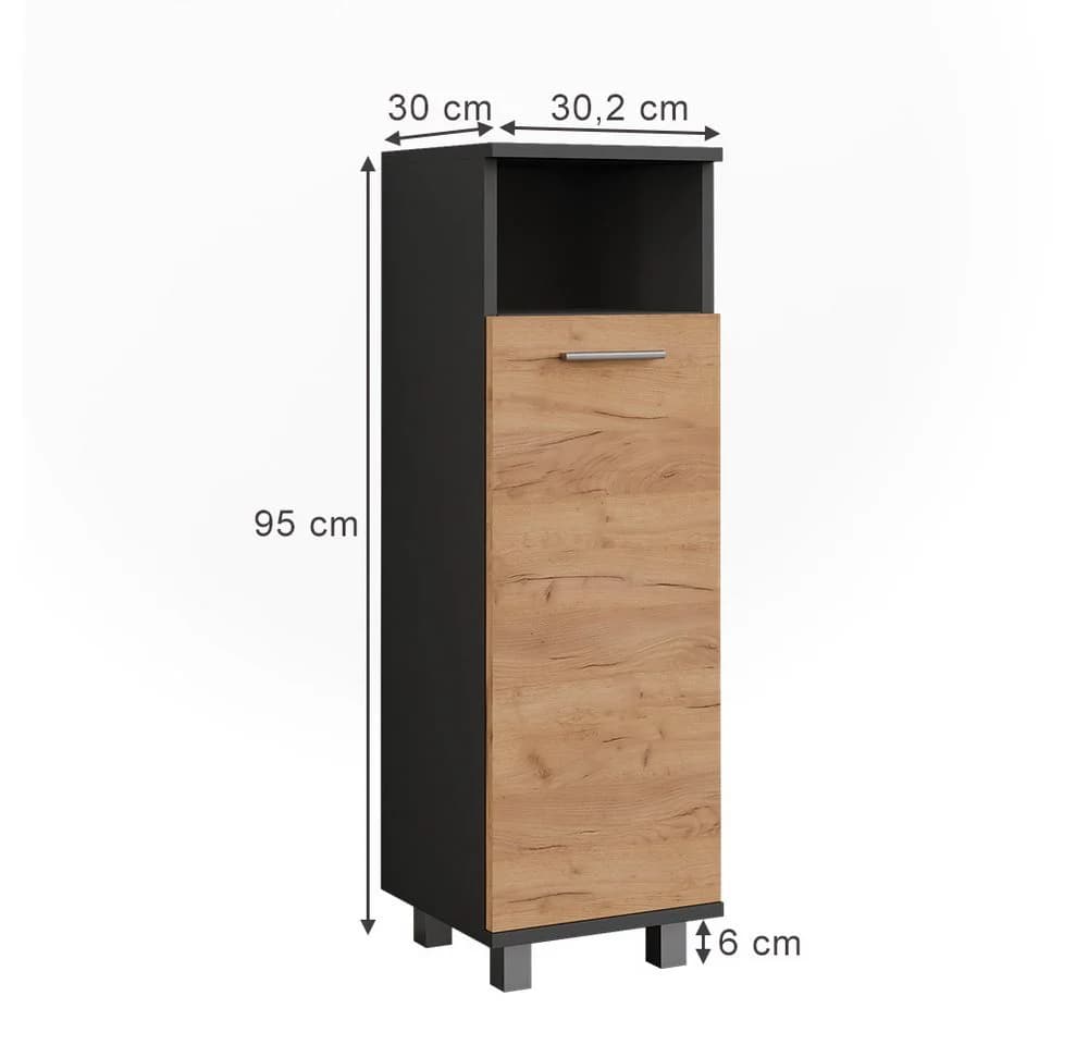 Vicco Midischrank Ilias Anthrazit/Goldkraft Eiche 2 Türen