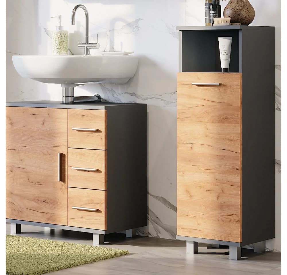Vicco Midischrank Ilias Anthrazit/Goldkraft Eiche 2 Türen - Bild 3