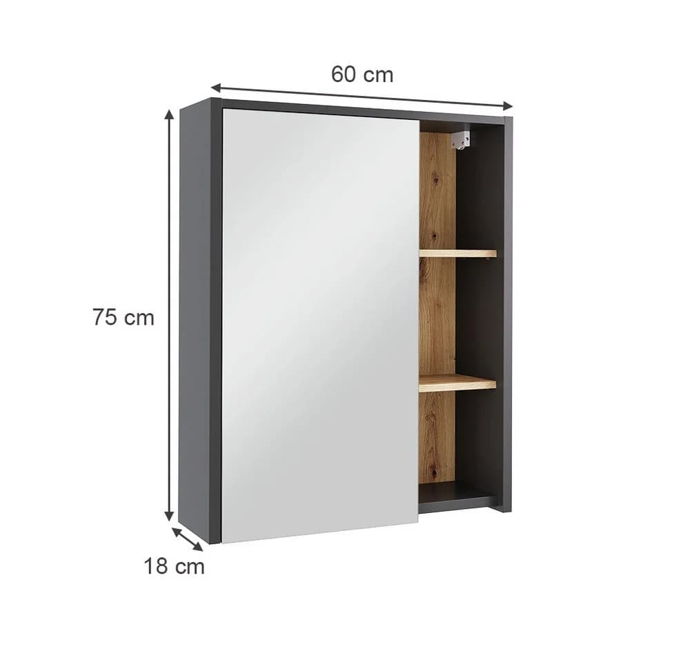 Vicco Badezimmerspiegelschrank Viola Grau Modern