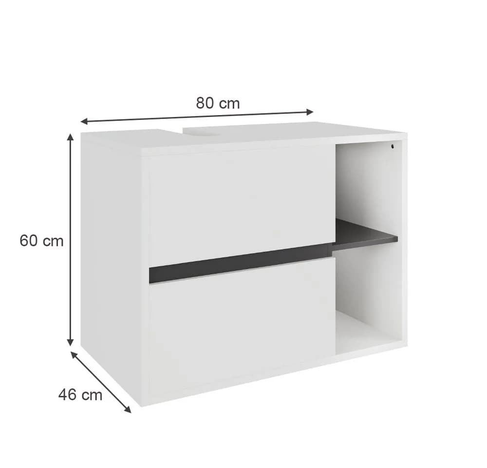 Vicco Waschbeckenunterschrank Viola Weiß/Grau mit 2 Schubladen