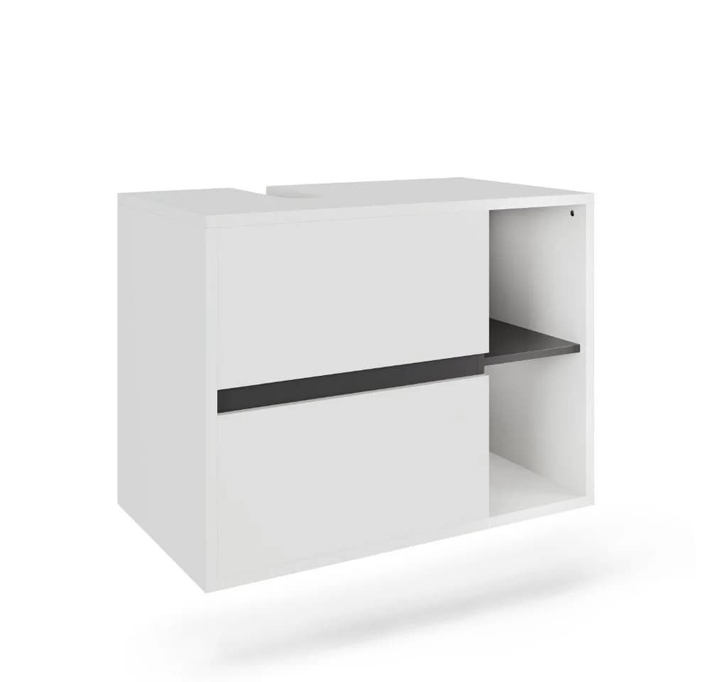 Vicco Waschbeckenunterschrank Viola Weiß/Grau mit 2 Schubladen - Bild 2