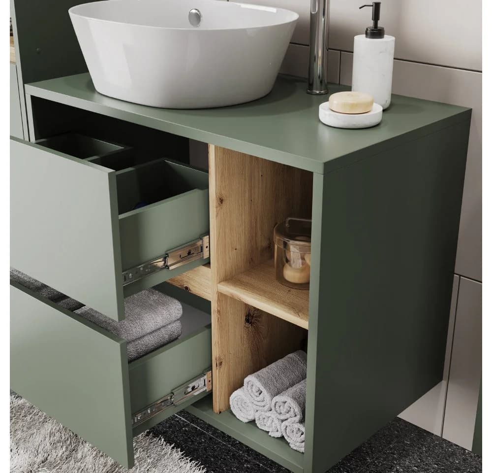 Vicco Waschbeckenunterschrank Viola Grün Modern mit 2 Schubladen - Bild 4