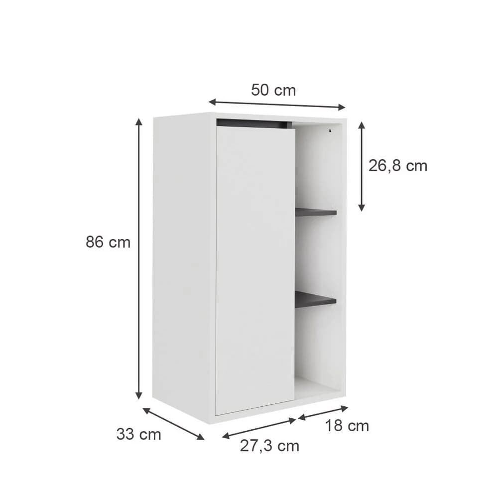 Vicco Midischrank Viola Weiß/Grau Wandmontage