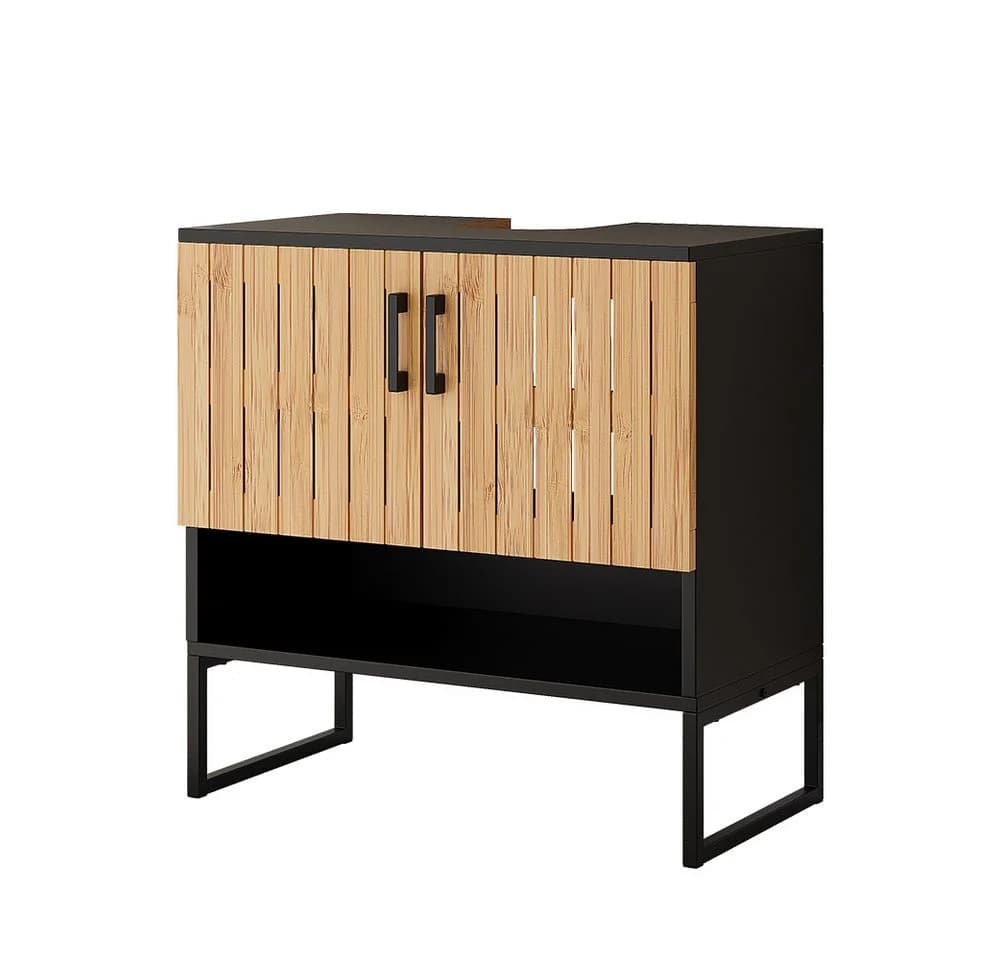 Vicco Waschbeckenunterschrank Vayra Bambus/Schwarz - Bild 2