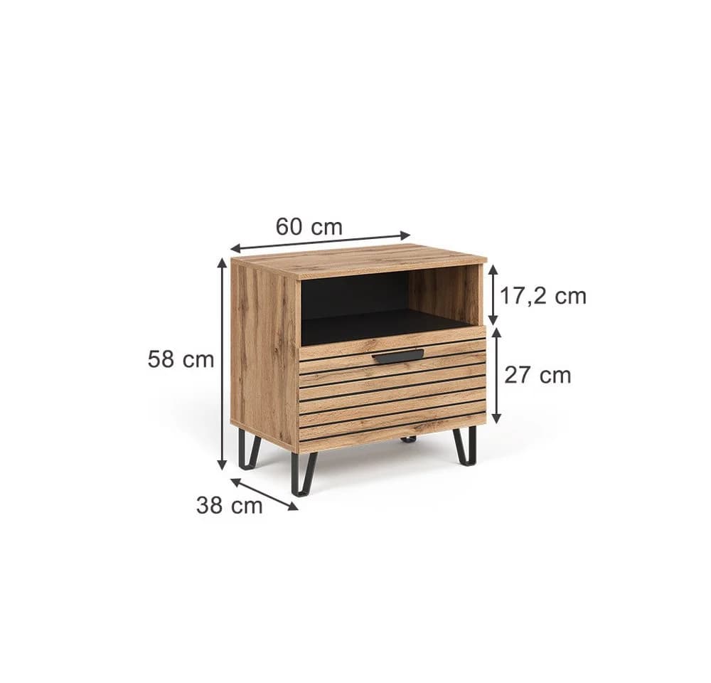 Vicco Nachtschrank Amber Eiche Wotan 60 x 58 cm - Bild 3