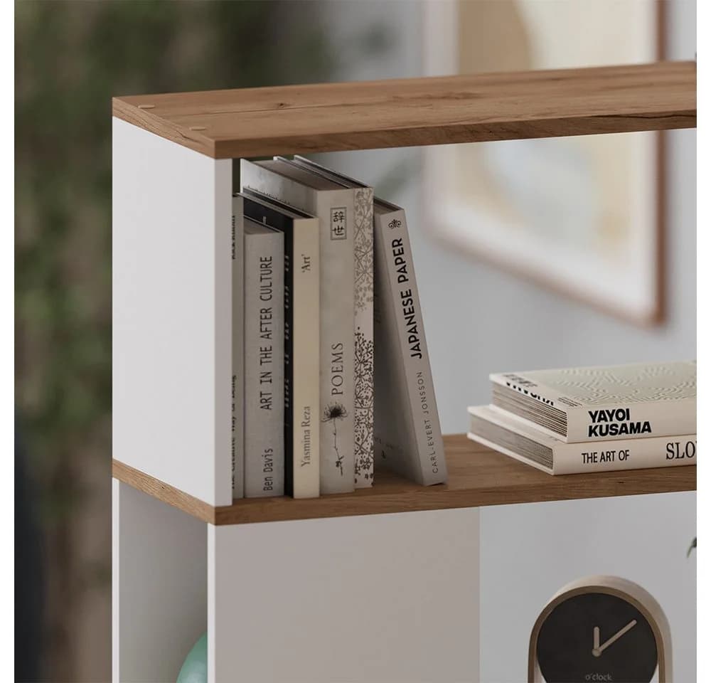 Vicco Raumteiler Eneos Weiß/Goldkraft Eiche Modernes Standregal - Bild 4