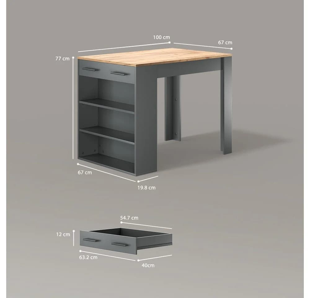 Livinity® Bartisch Regusa Anthrazit/Goldkraft Eiche - Bild 3