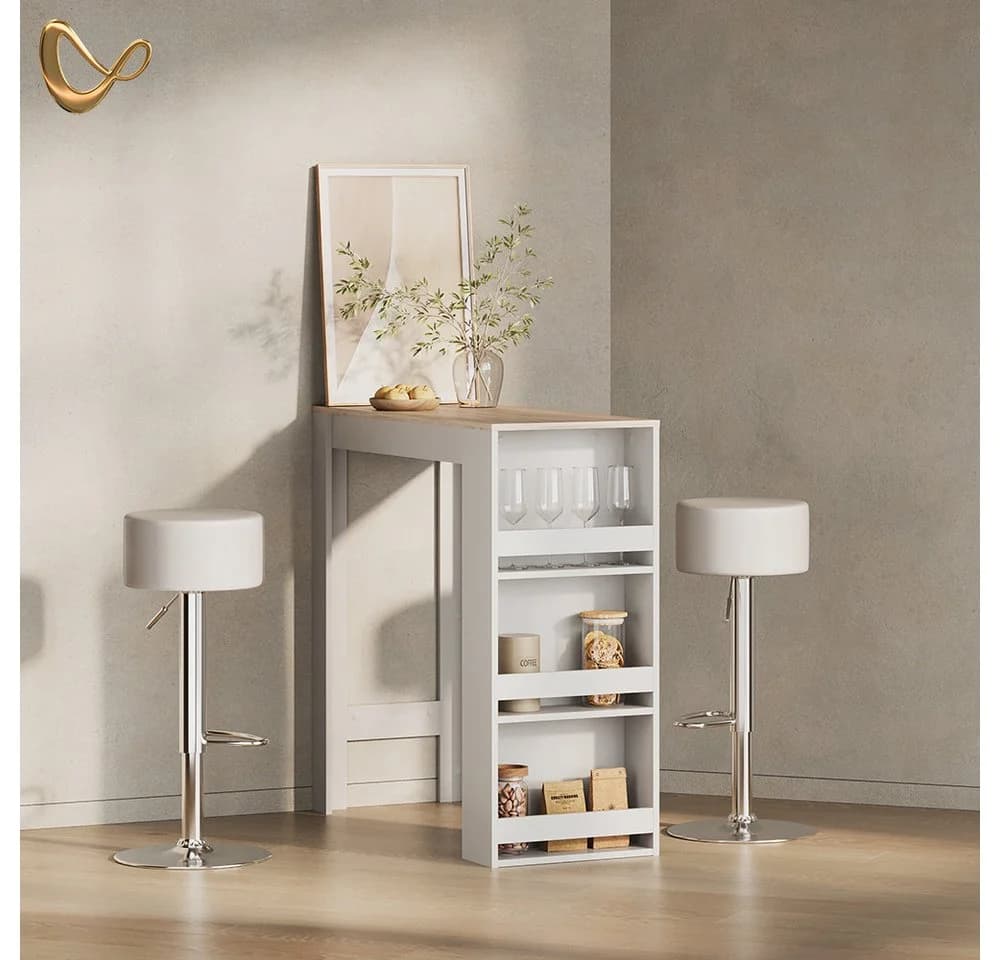Livinity® Bartisch Regusa Weiß/Sonoma