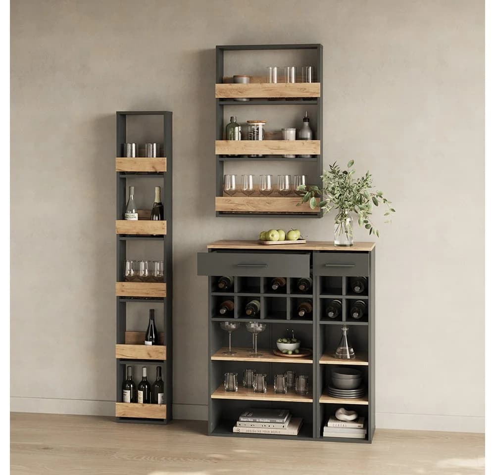 Livinity® Weinregal Regusa Goldkraft Eiche/Anthrazit 1-tlg. - Bild 4