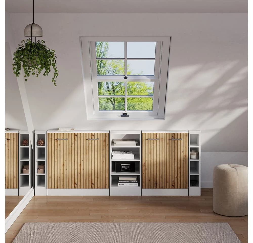 Vicco Kommode Rion Artisan Eiche/Weiß Dachschrägenschrank 5er Set