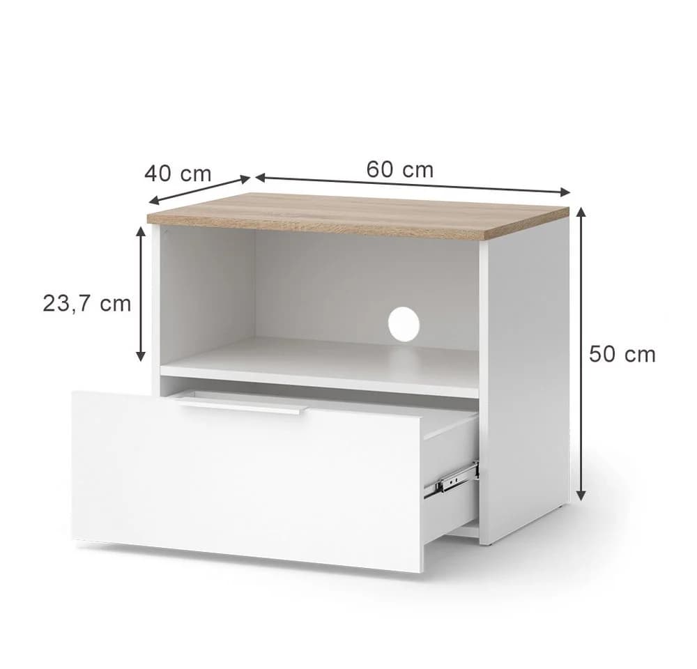 Vicco Lowboard Wido Weiß/Sonoma 60 x 50 cm mit Schublade - Bild 3