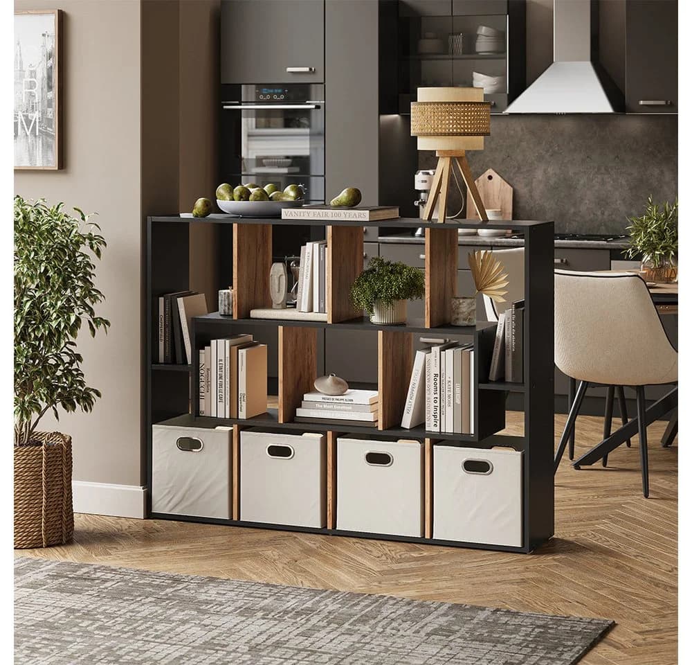 Vicco Raumteiler Anthrazit/Goldkraft Eiche 11 Regale - Bild 5