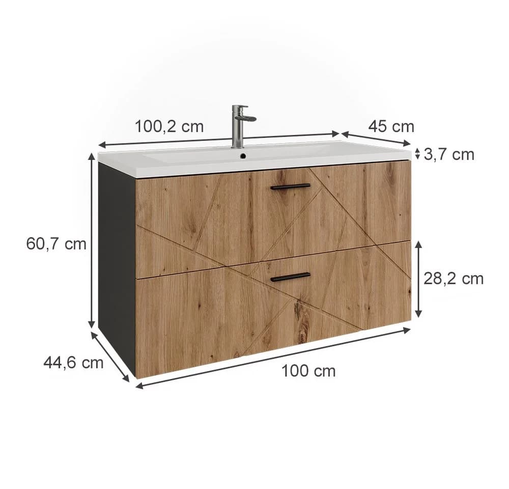 Vicco Badmöbel-Set Irma, Anthrazit/Artisan, 2 Teile