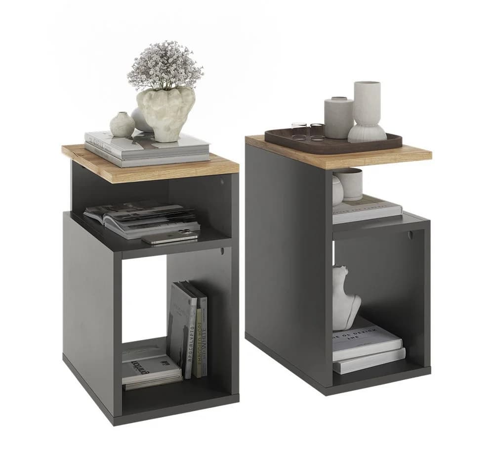 Vicco Nachtschrank Elios Anthrazit/Goldkraft Eiche 2er Set - Bild 5