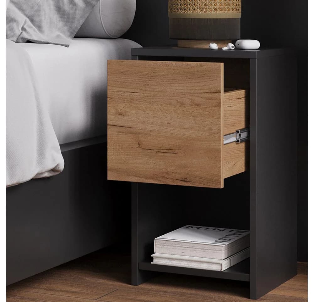 Vicco Nachtschrank Evo Anthrazit/Goldkraft Eiche 30 x 55 cm mit Schublade - Bild 4
