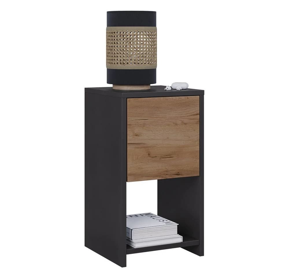 Vicco Nachtschrank Evo Anthrazit/Goldkraft Eiche 30 x 55 cm mit Schublade - Bild 5
