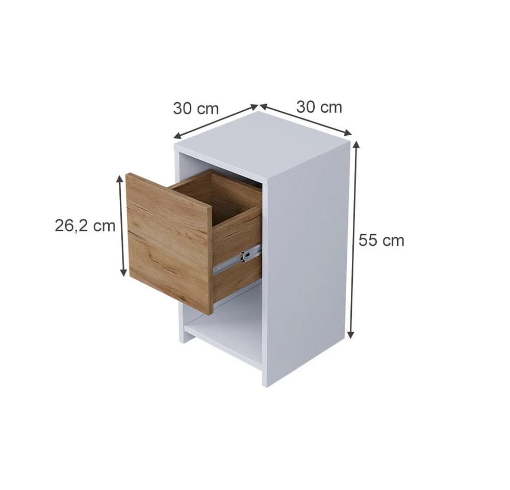 Vicco Nachtschrank Evo Weiß/Goldkraft Eiche mit Schublade - Bild 3