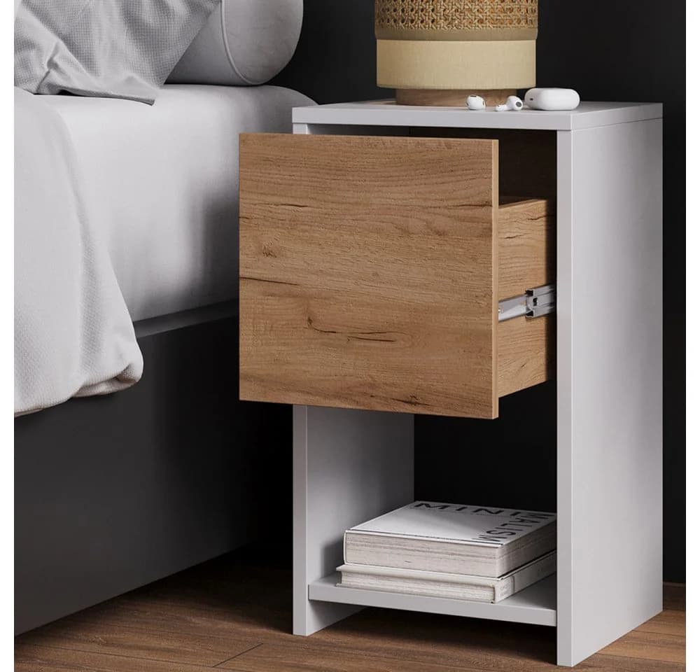 Vicco Nachtschrank Evo Weiß/Goldkraft Eiche mit Schublade - Bild 4