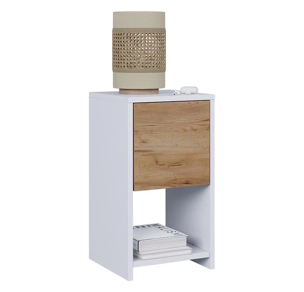 Vicco Nachtschrank Evo Weiß/Goldkraft Eiche mit Schublade - Bild 5
