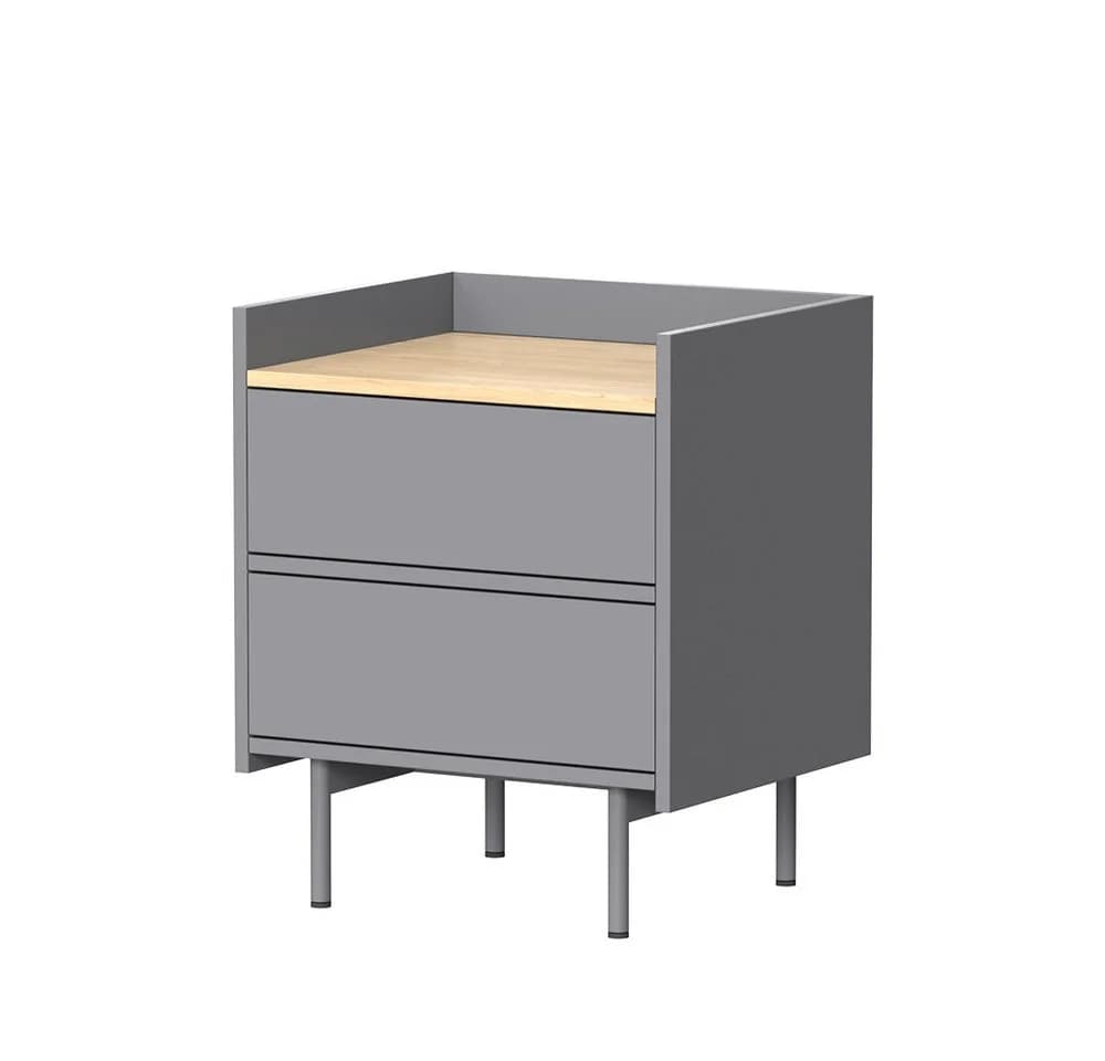 Vicco Nachtschrank Velina Grau/Eiche 48x58 cm 2 Schubladen
