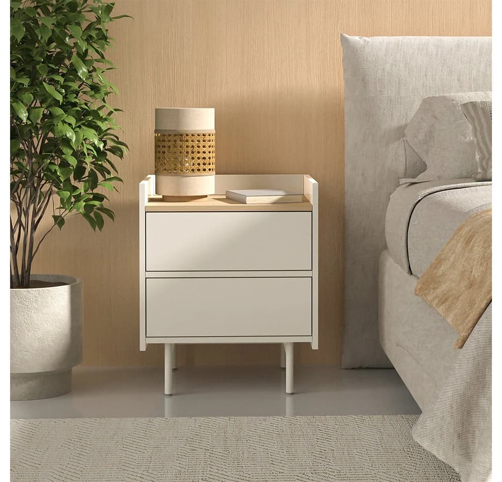 Vicco Nachtschrank Velina Creme/Eiche 2 Schubladen - Bild 2