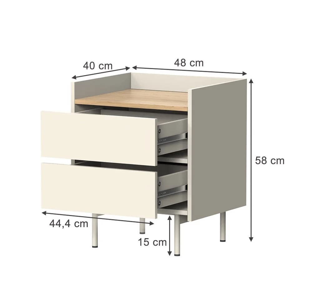 Vicco Nachtschrank Velina Creme/Eiche 2 Schubladen - Bild 3