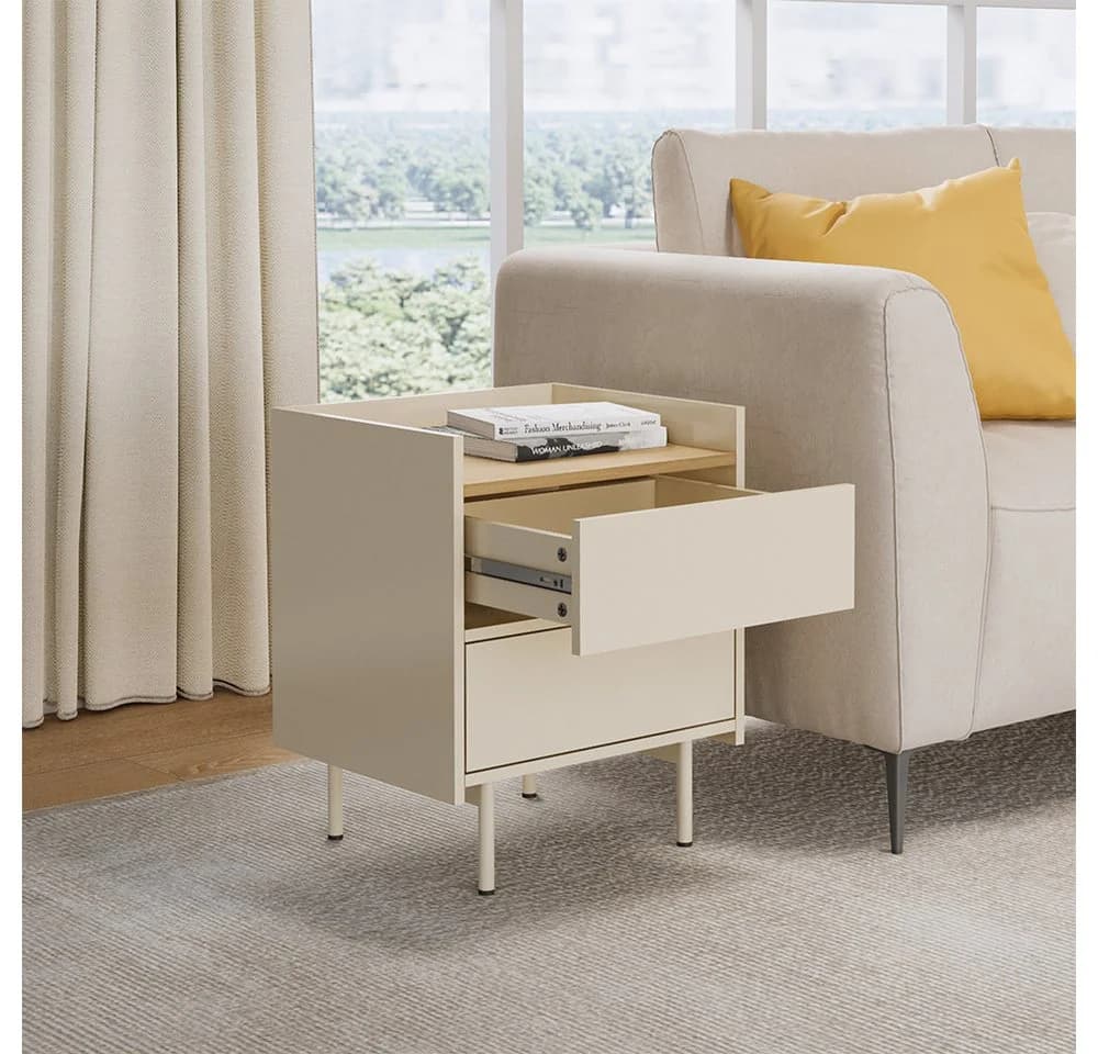 Vicco Nachtschrank Velina Creme/Eiche 2 Schubladen - Bild 4