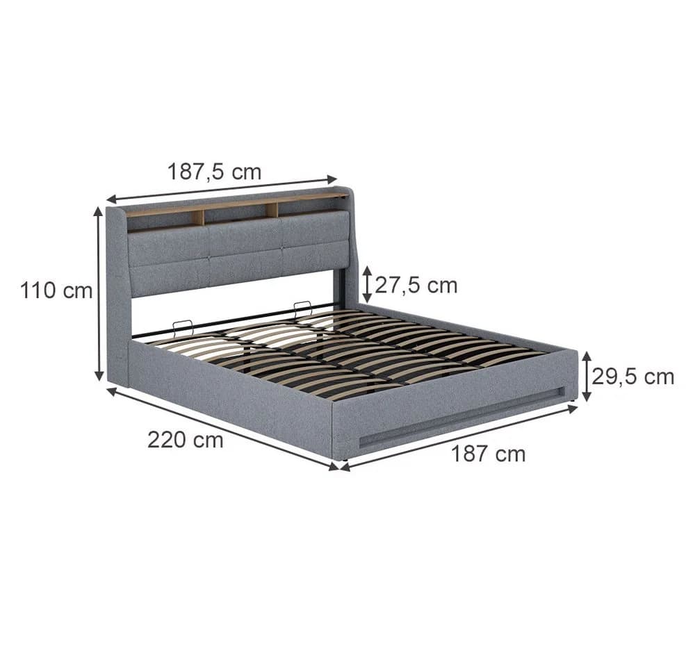 VitaliSpa® Polsterbett Christin Grau mit LED und USB-Anschluss - Bild 3