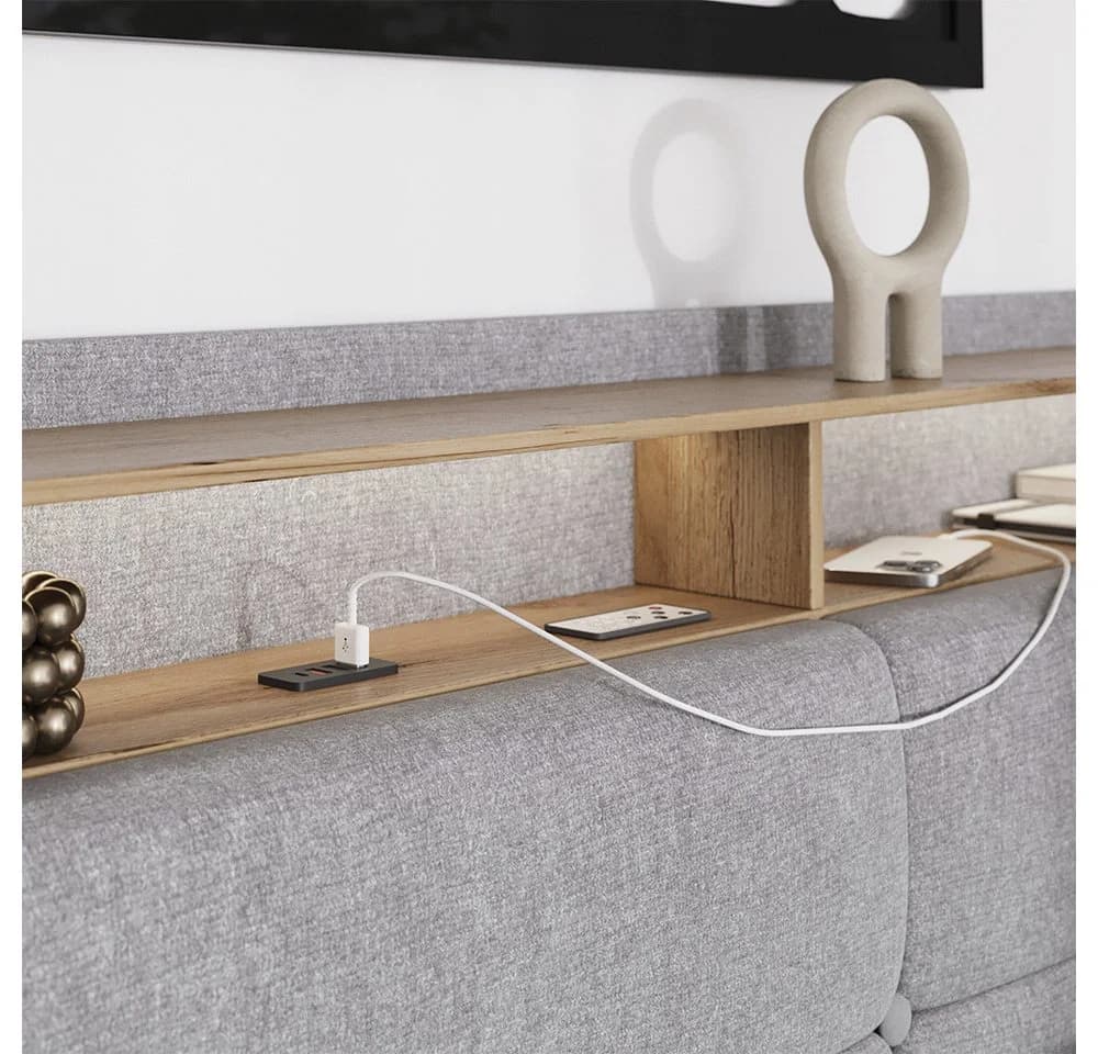 VitaliSpa® Polsterbett Christin Grau mit LED und USB-Anschluss - Bild 4