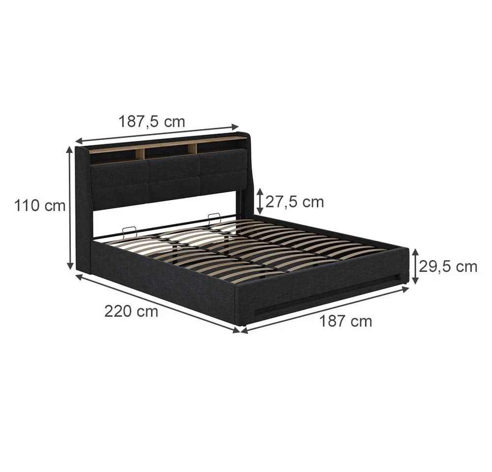 VitaliSpa® Polsterbett Christin Anthrazit/Eiche LED USB - Bild 3