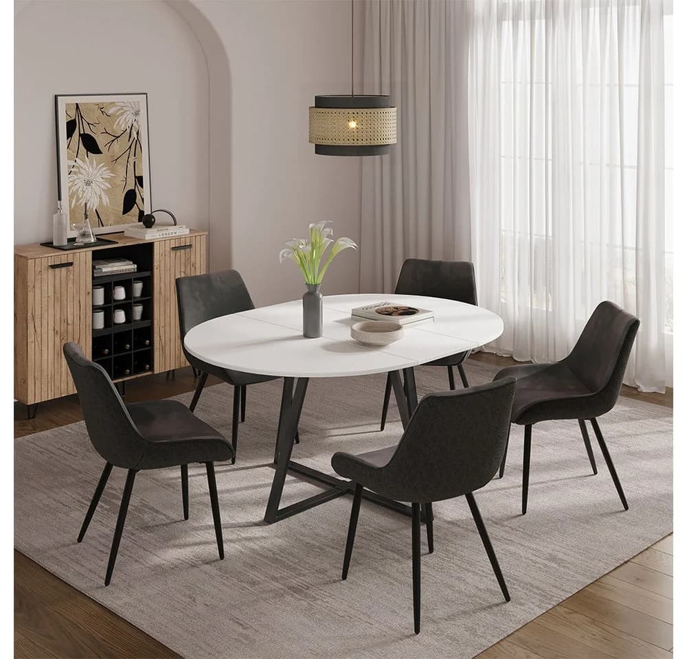Vicco Esstisch Loyd Weiß/Schwarz Ausziehbar - Bild 2