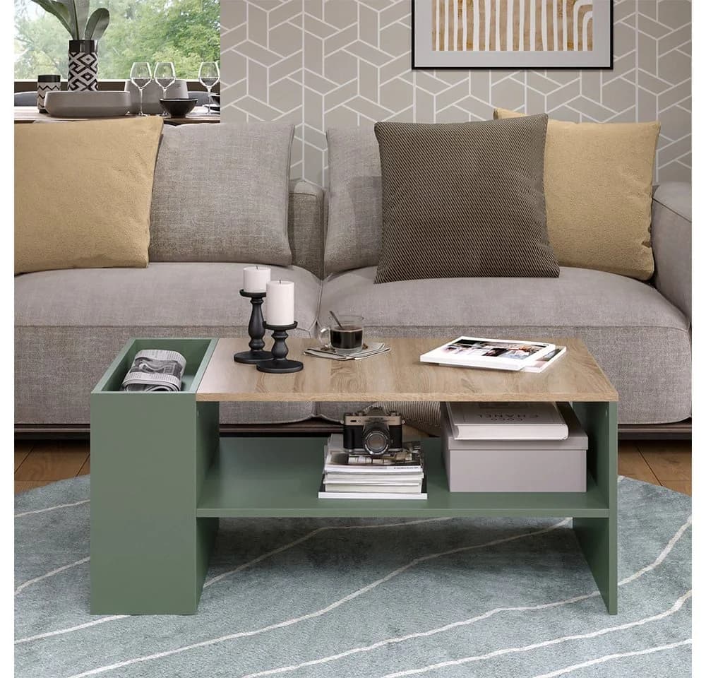 Vicco Couchtisch Wido Grün mit Regalen - Bild 2