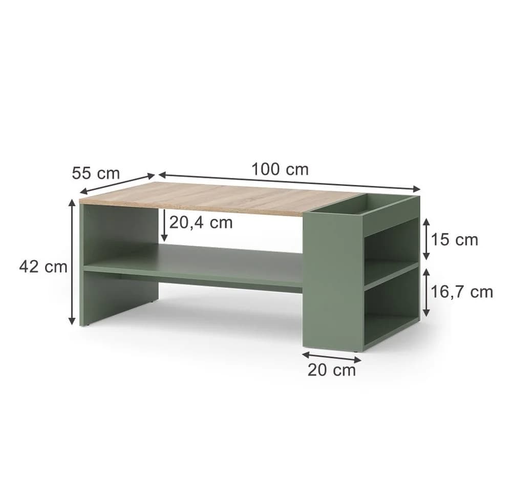 Vicco Couchtisch Wido Grün mit Regalen - Bild 3