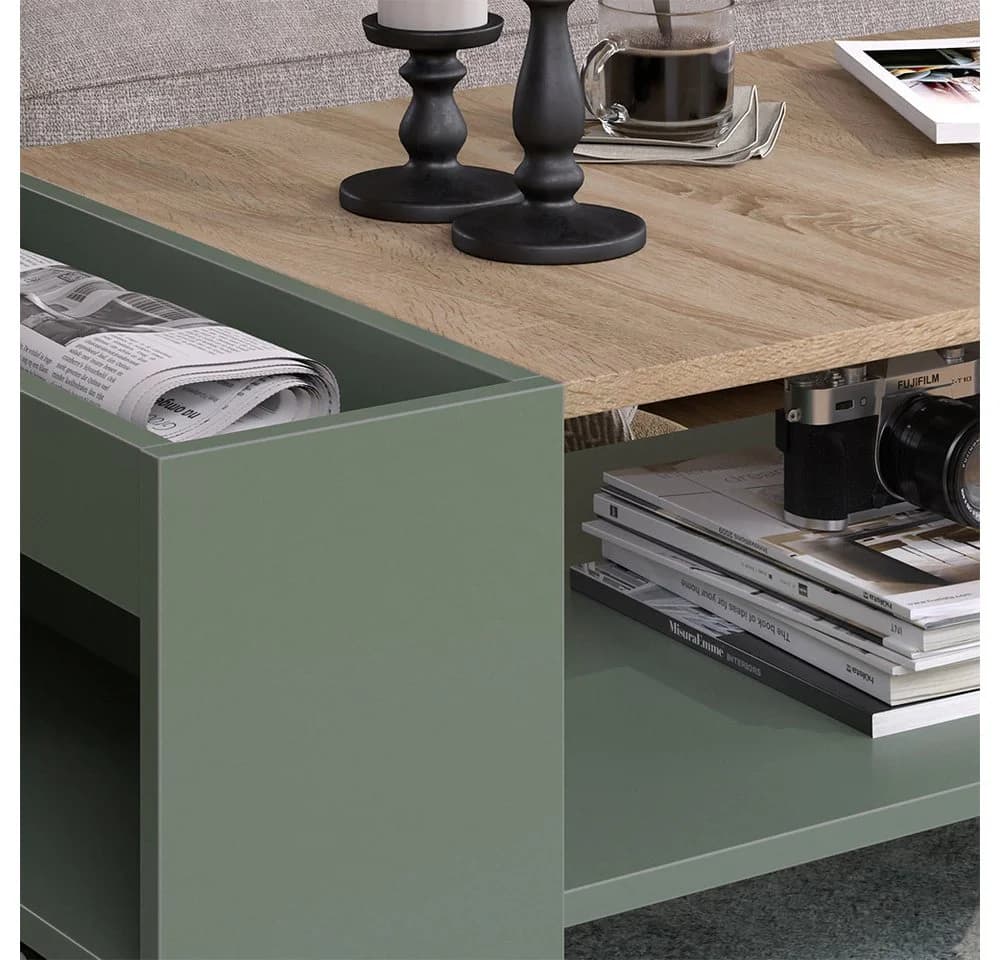 Vicco Couchtisch Wido Grün mit Regalen - Bild 4