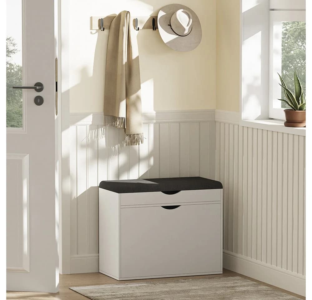Vicco Schuhbank Schufy Weiß/Schwarz 60 x 51 cm mit 2 Fächern - Bild 4