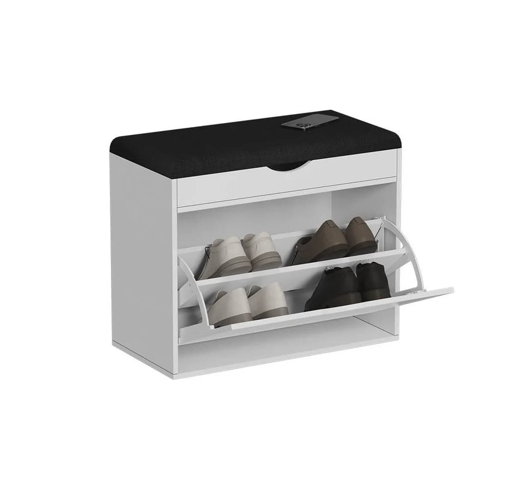 Vicco Schuhbank Schufy Weiß/Schwarz 60 x 51 cm mit 2 Fächern - Bild 5