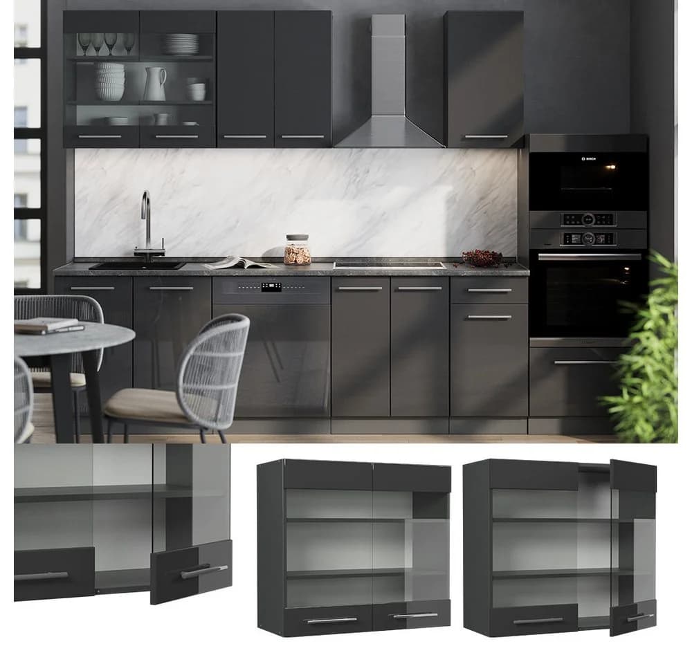 Vicco Hängeschrank Fame-Line Anthrazit Hochglanz Soft-Close
