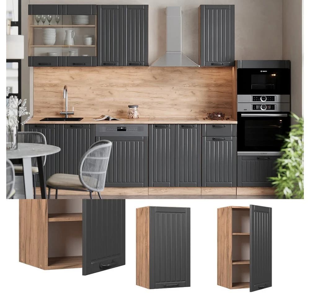 Vicco Hängeschrank Fame-Line Dunkelgrau/Goldkraft Eiche