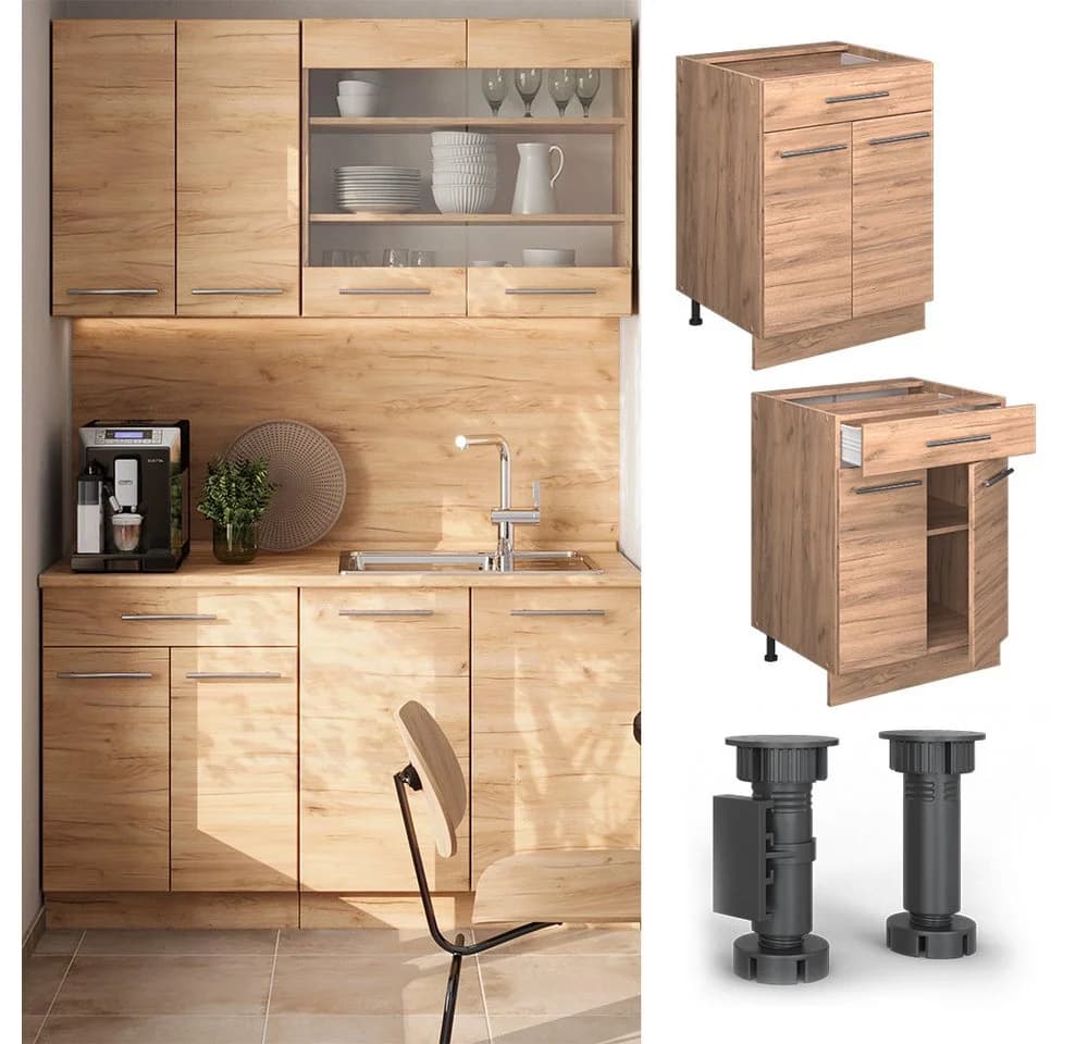 Vicco Unterschrank Fame-Line Goldkraft Eiche mit Schublade - Bild 3