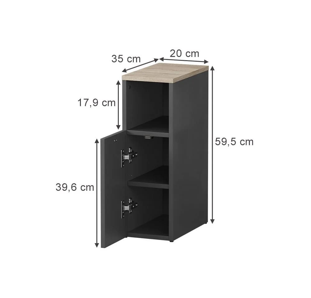 Vicco Nachtschrank Enton Anthrazit/Sonoma 20 x 59.5 cm - Bild 3