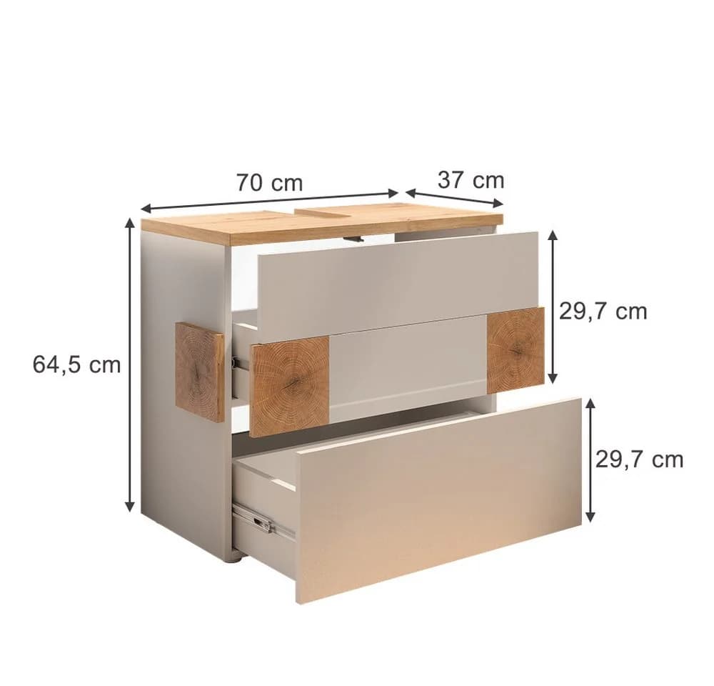 Vicco Waschbeckenunterschrank Eden Weiß Artisan-Eiche 2 Schubladen