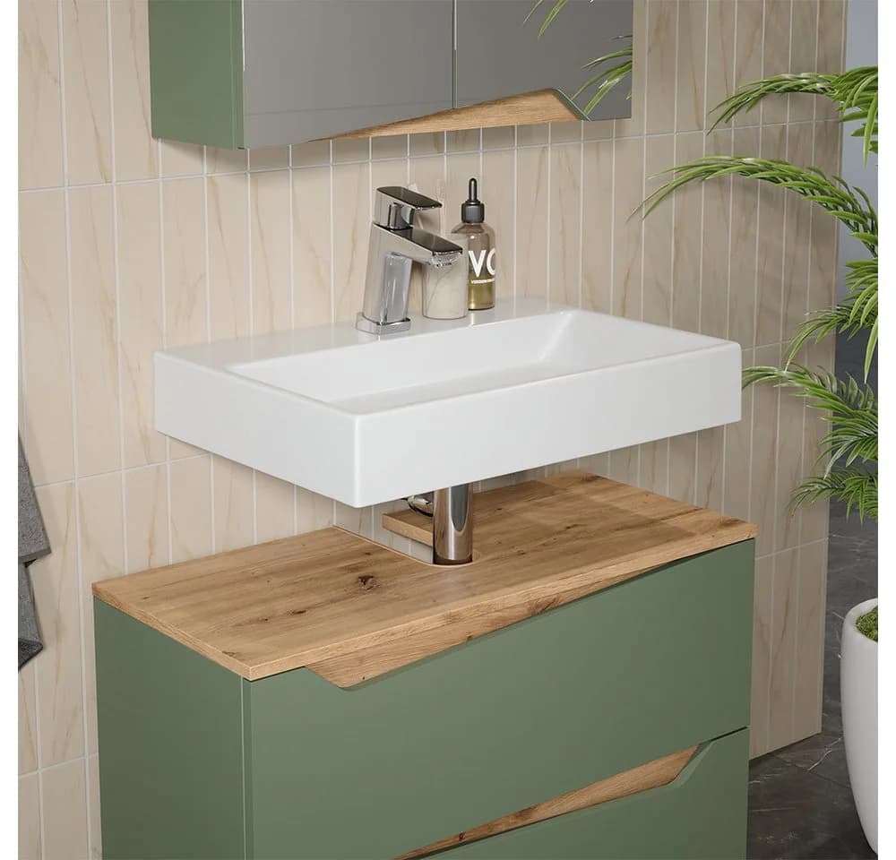 Vicco Waschbeckenunterschrank Marelle Grün 2 Schubladen - Bild 4