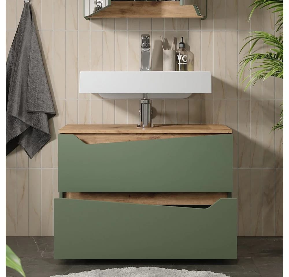 Vicco Waschbeckenunterschrank Marelle Grün 2 Schubladen - Bild 5
