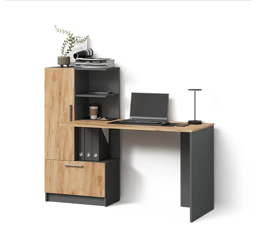 Livinity® Schreibtisch Lorena Anthrazit/Goldkraft Eiche - Bild 2