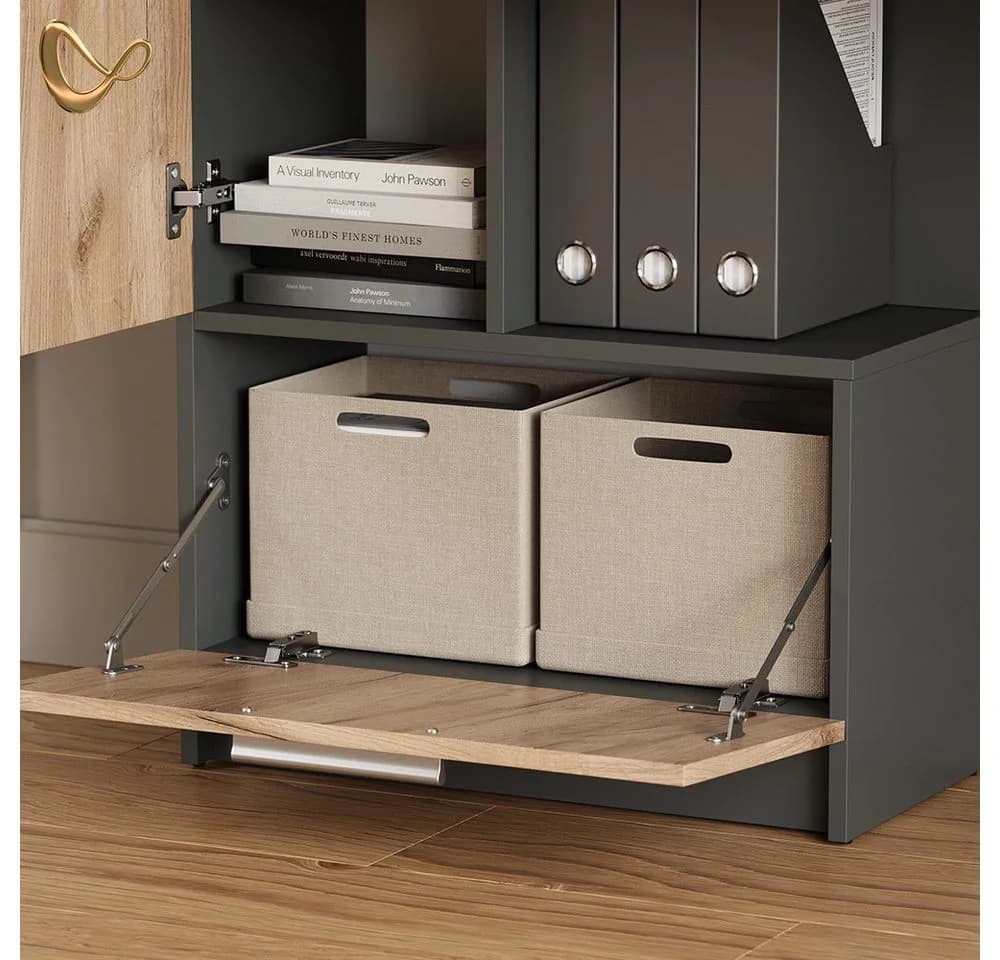 Livinity® Schreibtisch Lorena Anthrazit/Goldkraft Eiche - Bild 5