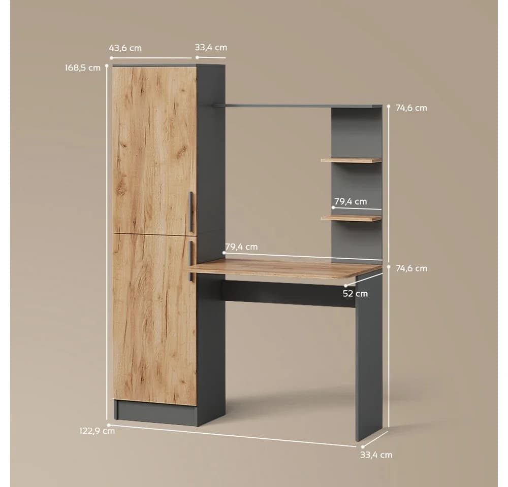 Livinity® Schreibtisch Rina Anthrazit/Goldkraft Eiche - Bild 3